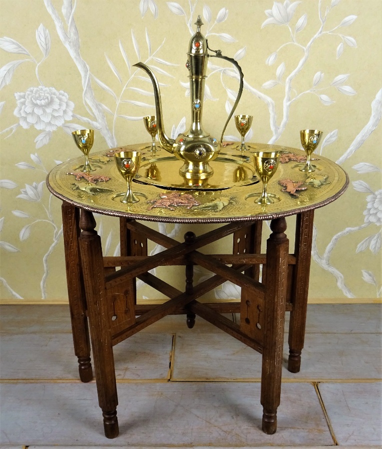 Persian foldable table with complete brass tea service (1).JPG